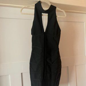 Bodycon Cutout Front Black Dress